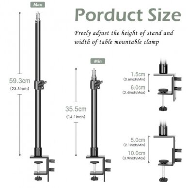 26 cm LED žiedinis šviestuvas su laikikliu prie stalo 3