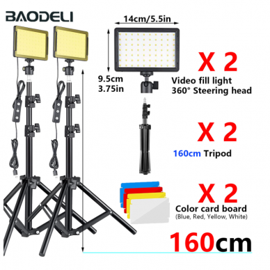 LED lempa su stovu 2 vnt rinkinyje su RGB filtrais