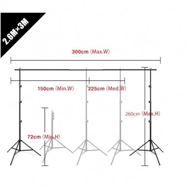 studijos fono laikikliai (be fono) 2,6 m x3 m