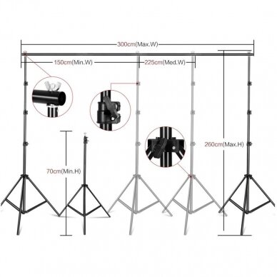 studijos fono laikikliai (be fono) 2,6 m x3 m 1