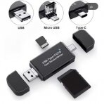 USB 3.0 C tipo atminties kortelių skaitytuvas 4 viename SD TF CF MS Flash kortelės adapteris 5Gbps