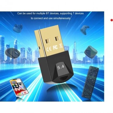 USB Bluetooth 5.4 Adapteris Mini USB imtuvas Siųstuvas Belaidei Pelei, Klaviatūrai ir pan 5