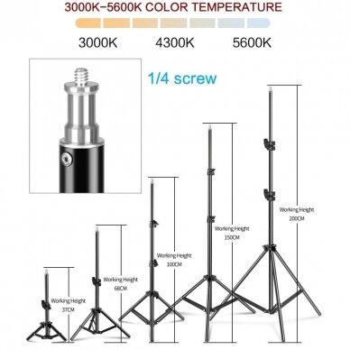 žiedinė 26 cm LED lempa su stovu 2,0m 6