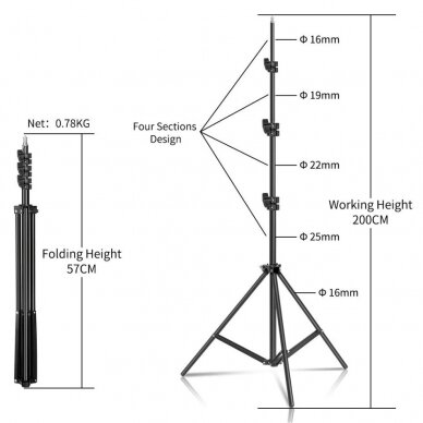 žiedinė 26 cm LED lempa su stovu 2,0m 7