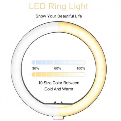 žiedinė 26 cm LED lempa su valdikliu ir stovu 2,0m 3